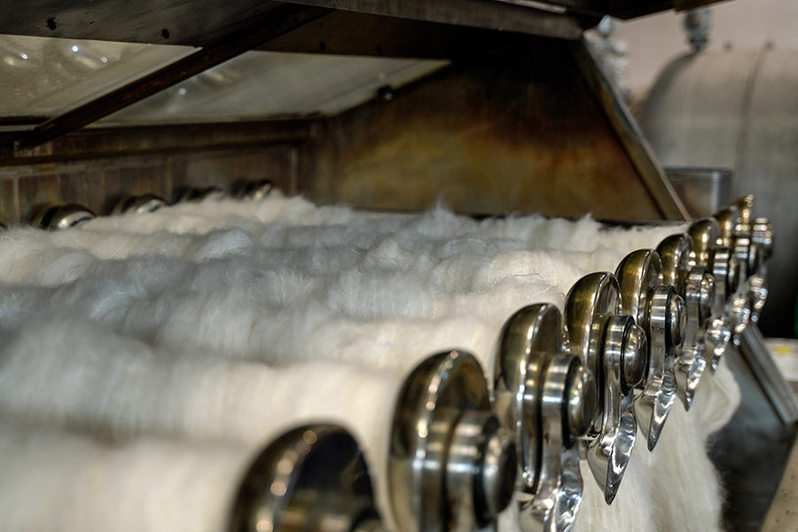 Lavage des écheveaux filés