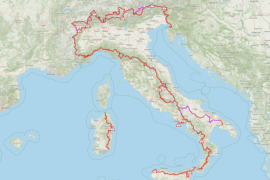 Mappa del Sentiero Italia del Club Alpino Italia
