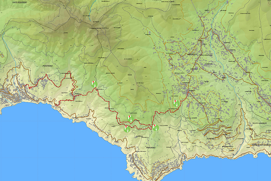 Mappa del Sentiero degli Dei