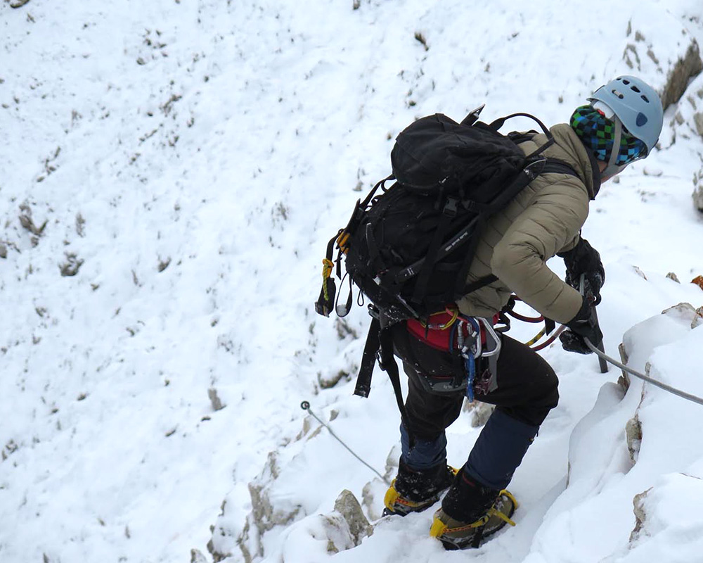 Ferrata Nuvolau Dolomites winter time